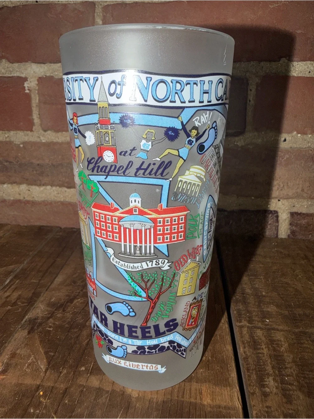 University of North Carolina Tar Heels 2 Frosted Glass Souvenir Academic Sports
